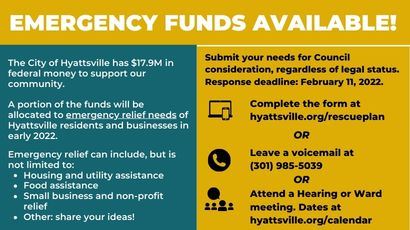 Hyattsville makes thousands of dollars available for emergency relief